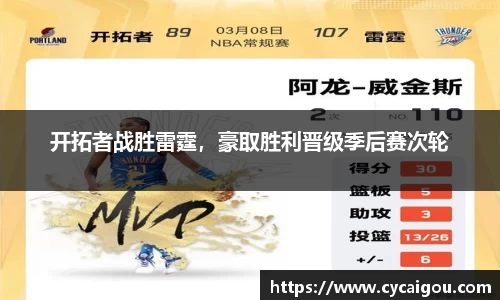 开拓者战胜雷霆，豪取胜利晋级季后赛次轮
