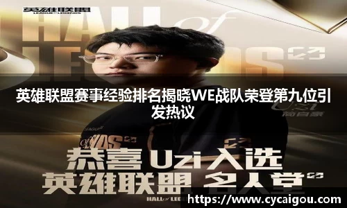 英雄联盟赛事经验排名揭晓WE战队荣登第九位引发热议